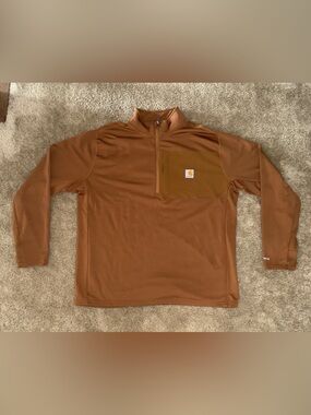 Carhartt Men’s Force Relaxed Fit Mock Neck Half-Zip Fleece-Lined Shirt